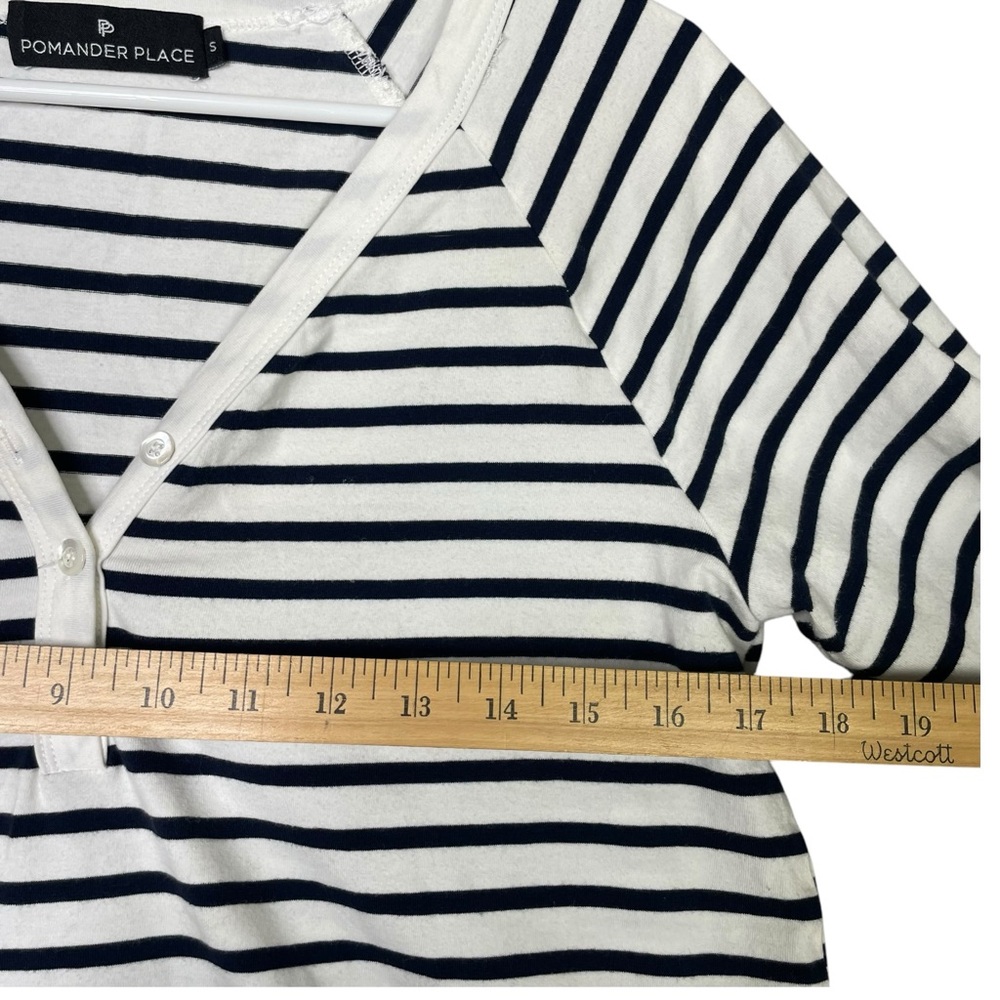 Tuckernuck Pomander Place women top Blouse 3/4 Sleeve striped size S henley - Picture 8 of 10